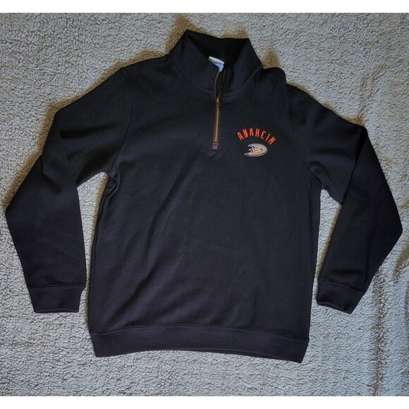 NHL Men's Size L Black Cotton Blend Soft Zip Pull Over Anaheim Ducks - Picture 1 of 8